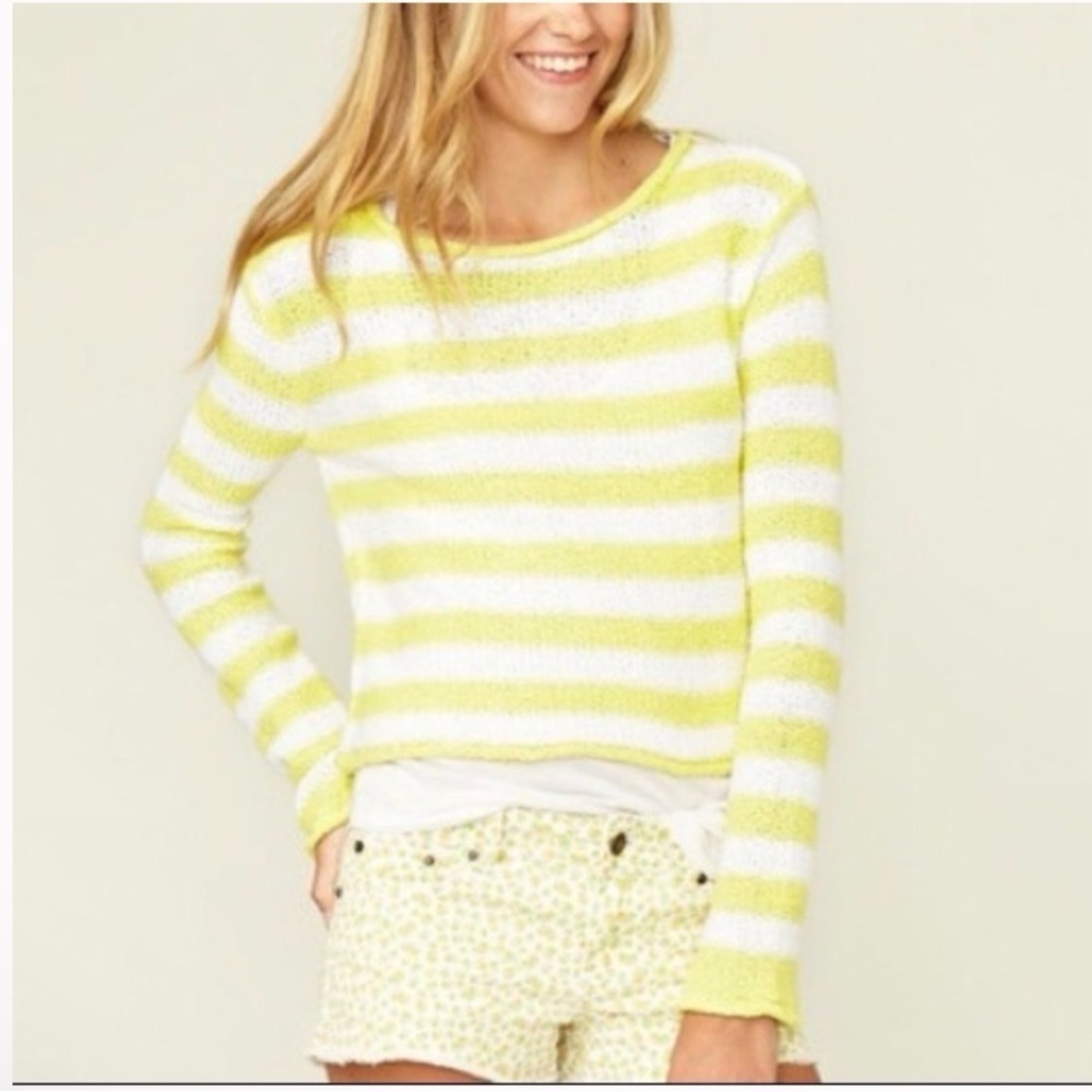 Free people striped Yellow and White Women's Sweater top size XS